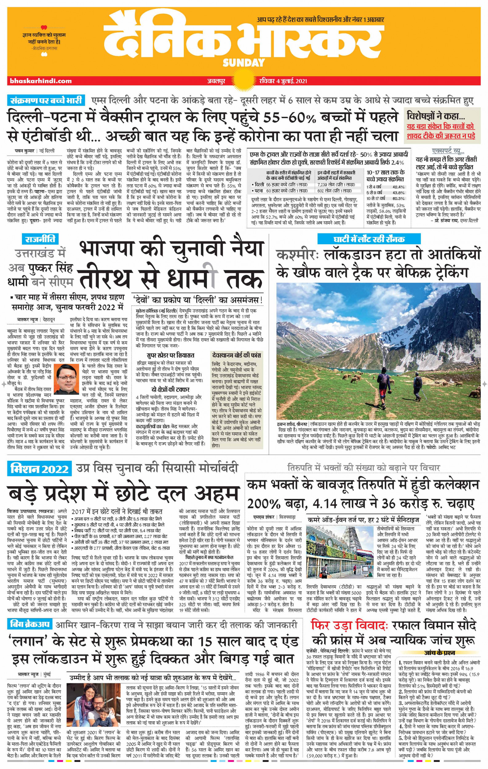 Dainik Bhaskar Balaghat Epaper भ स कर ई प पर Today Hindi News Paper Online Epaper Dainik Bhaskar Hindi News Page 1